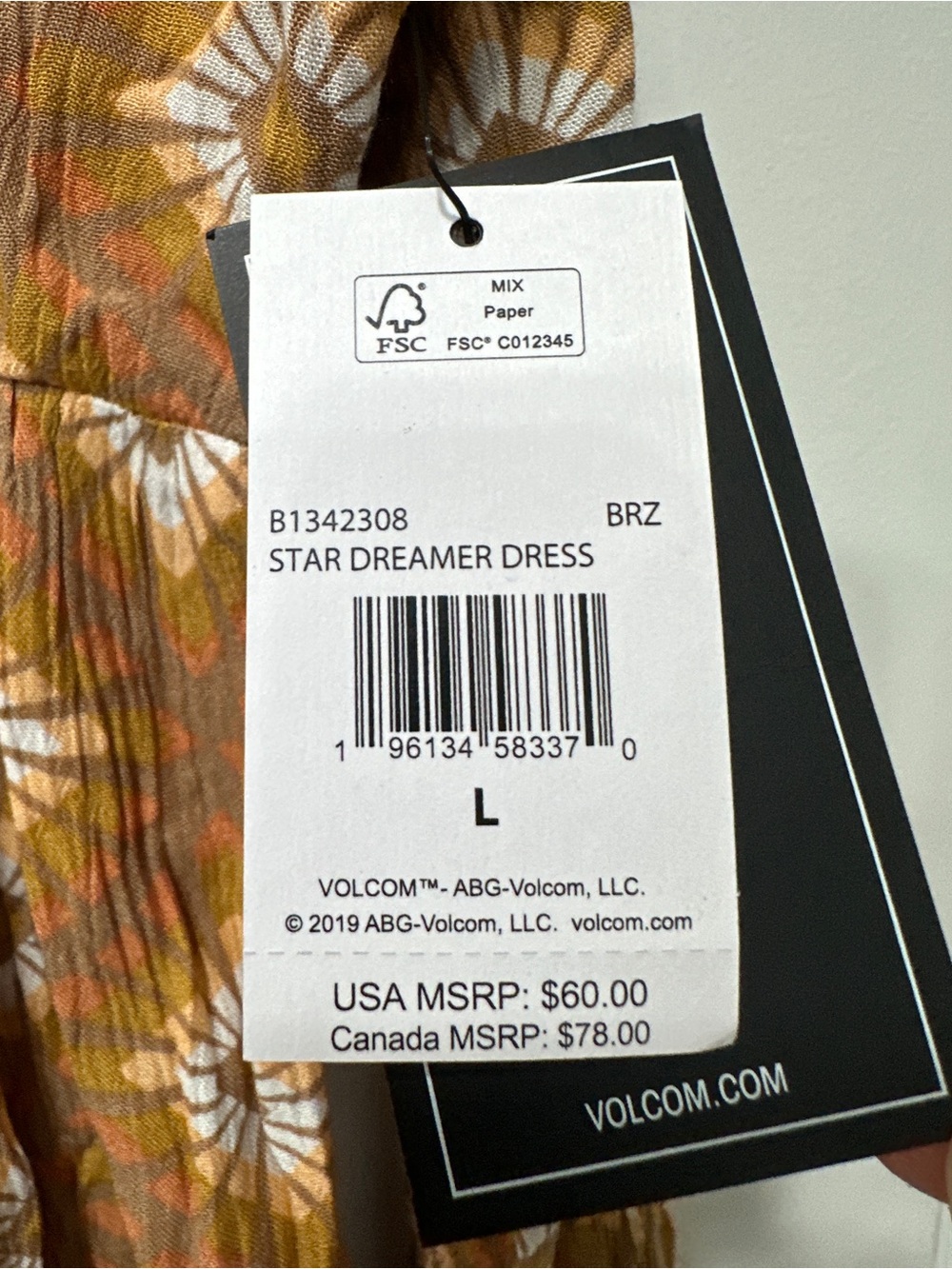 NWT Volcom Mustard Floral Star Dreamer Dress - Picture 8 of 9
